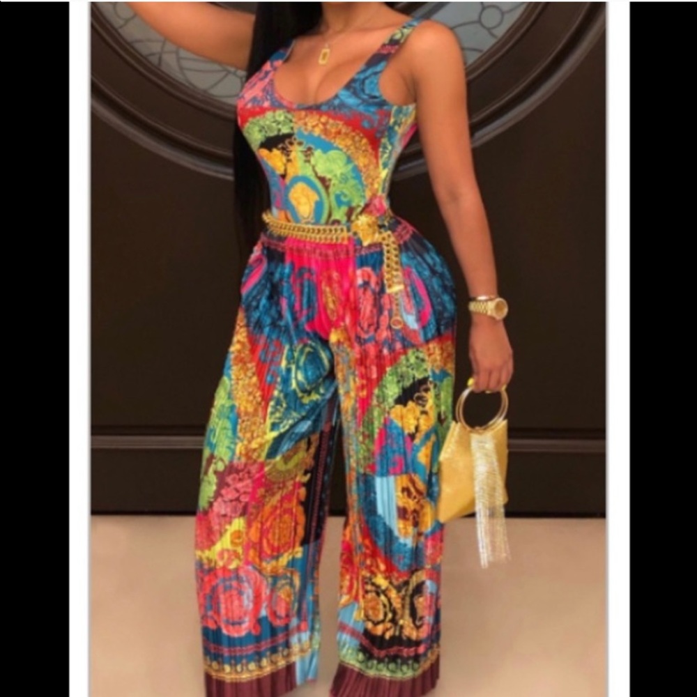 FLORAL PRINT JUMPSUIT WITH PLEATS XL